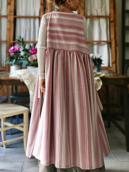 Pink and Cream Striped Apron